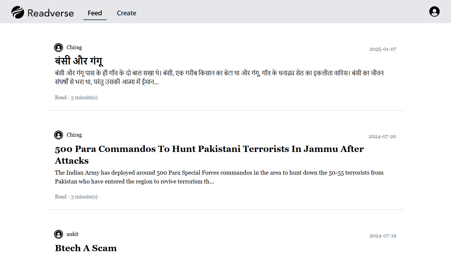 Readverse Blogging App